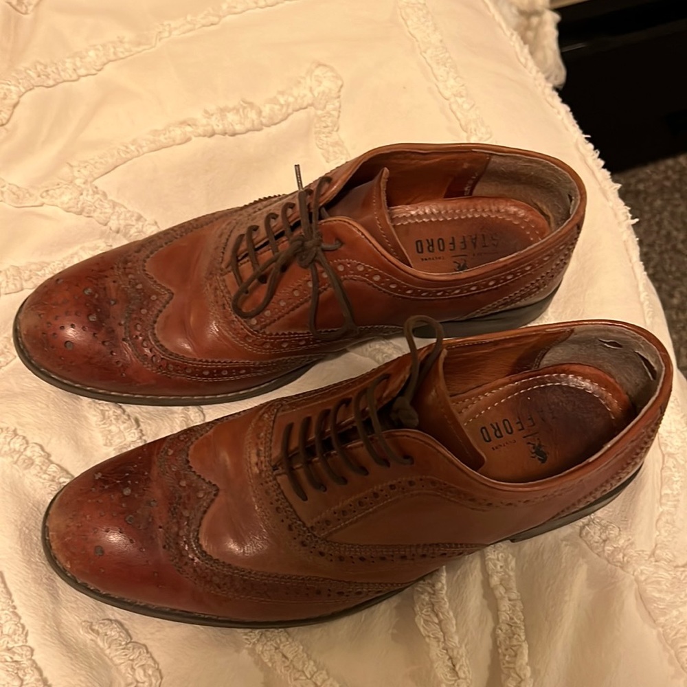 Stafford genuine leather wing tip shoes